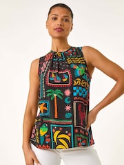 Roman Black Holiday Print Blouses - Image 4 of 5