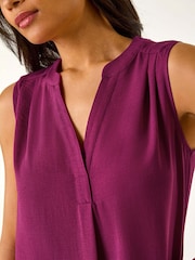 Roman Purple Textured V-Neck Pleat Front Vest - Image 5 of 5