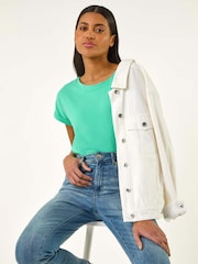 Roman Green Ground Plain Stretch Jersey T-Shirt - Image 2 of 5