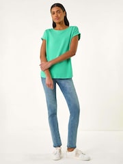 Roman Green Ground Plain Stretch Jersey T-Shirt - Image 3 of 5