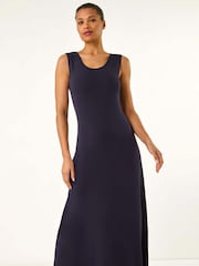 Roman Blue Lace Detail Swing Midi Dress - Image 1 of 5