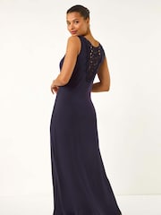 Roman Blue Lace Detail Swing Midi Dress - Image 2 of 5