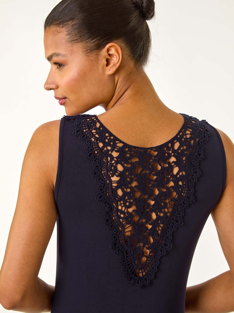 Buy Roman Blue Lace Detail Swing Midi Dress from Next USA