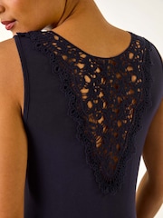 Roman Blue Lace Detail Swing Midi Dress - Image 5 of 5