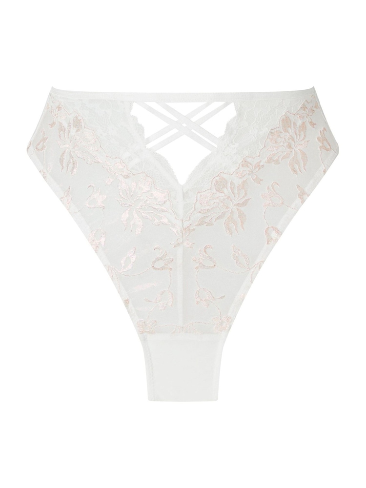 Braguitas brasileñas de tiro alto con encaje y efecto metalizado Mirage de Ann Summers - Imagen 5 de 5 Braguitas brasileñas de tiro alto con encaje y efecto metalizado Mirage de Ann Summers - Imagen 5 de 5