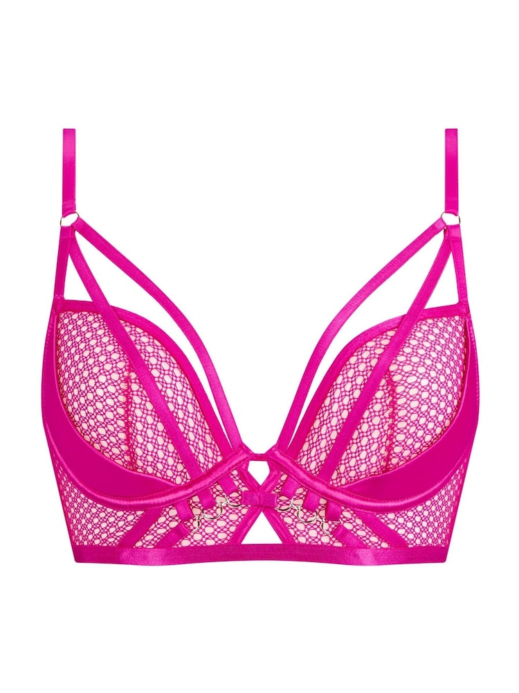 Ann Summers Pink Evoke PU & Mesh Non Pad Plunge Bra - Image 5 of 5