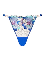 Ann Summers Blue Fluorescence Floral Embroidery String Knickers - Image 5 of 5