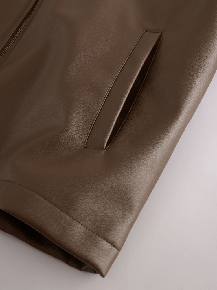 Brown EDIT Faux Leather Jacket - Image 10 of 10 Brown EDIT Faux Leather Jacket - Image 10 of 10