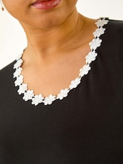 Roman Black Curve Daisy Trim Vest Top - Image 5 of 5