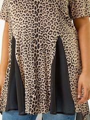 Roman Animal Curve Animal Print Mesh Blouse - Image 5 of 5