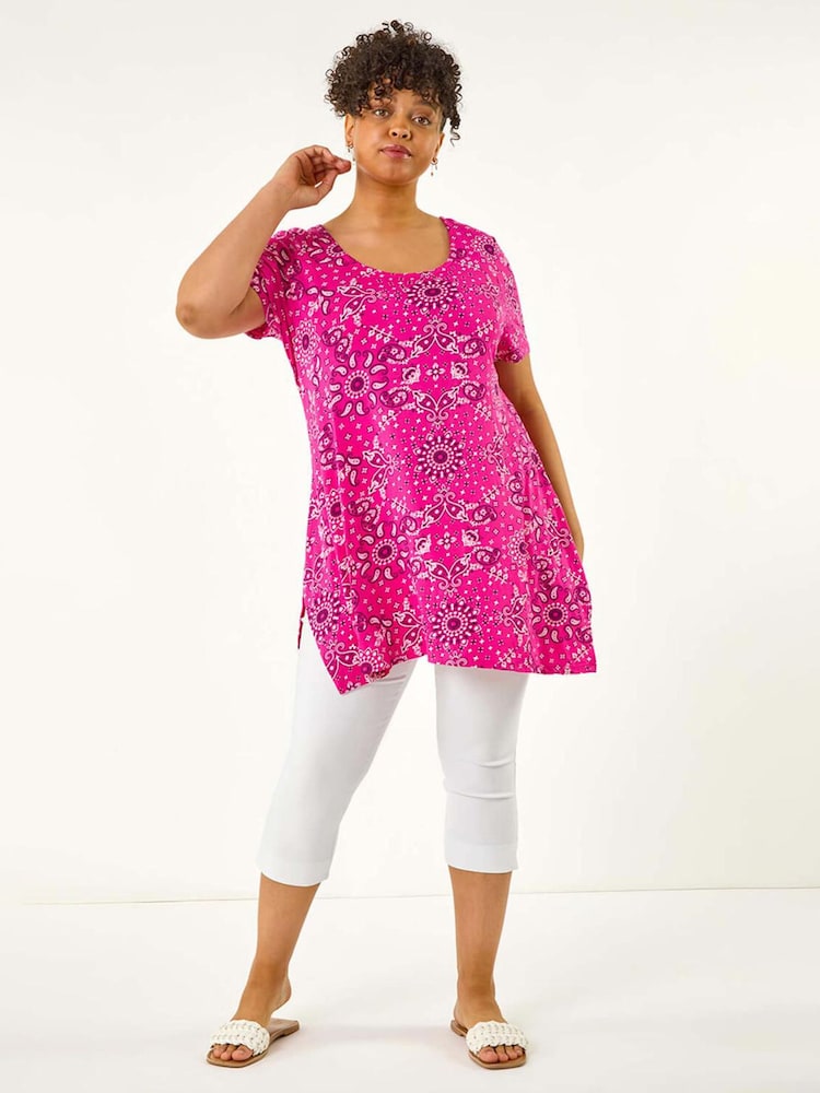 Roman Curve Paisley Print Bar Back T-Shirt - Image 1 of 5