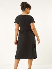 Roman Black Curve Wrap Front Stretch Dress - Image 2 of 4