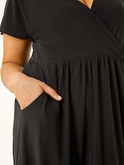 Roman Black Curve Wrap Front Stretch Dress - Image 4 of 4