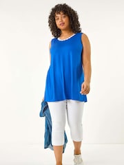 Roman Blue Curve Daisy Trim Vest Top - Image 2 of 5