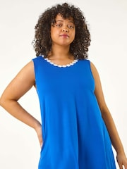 Roman Blue Curve Daisy Trim Vest Top - Image 4 of 5
