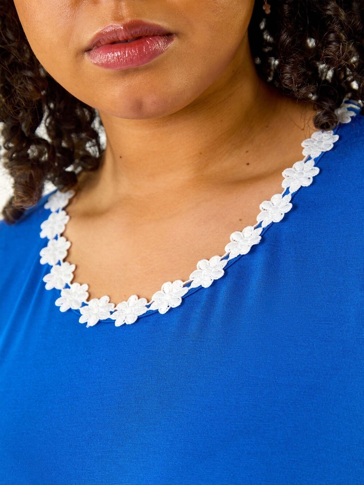 Roman Blue Curve Daisy Trim Vest Top - Image 5 of 5