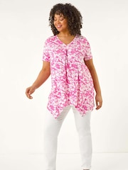 Blusa túnica floral Roman curve Hanky hem - Imagem 2 de 5