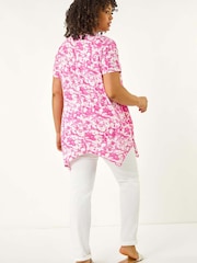 Blusa túnica floral Roman curve Hanky hem - Imagem 3 de 5