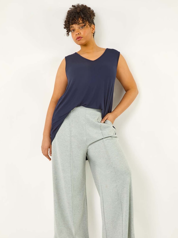 Roman Grey Curve Front Pleat Trousers - Image 1 of 5