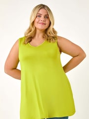 Roman Light Green Curve Swing V-Neck Vest Top - Image 1 of 5