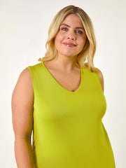Roman Light Green Curve Swing V-Neck Vest Top - Image 4 of 5