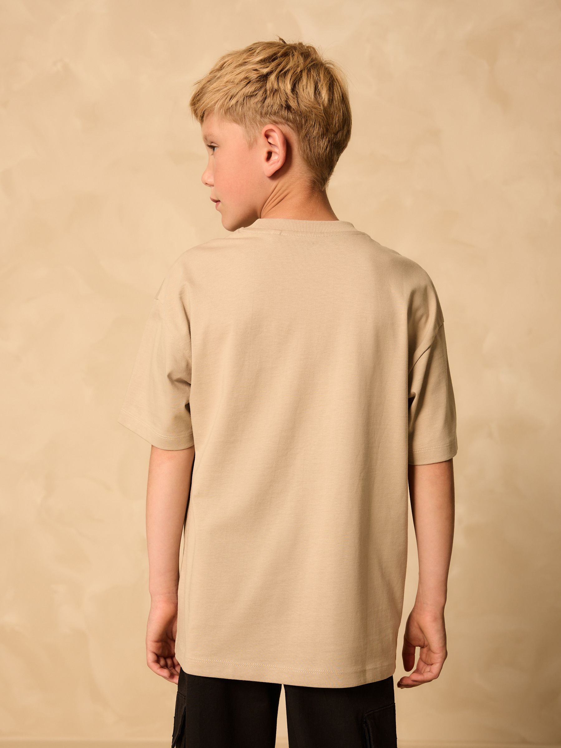 Buy Stone/Orange Skull Short Sleeve Graphic T-Shirt (3-16yrs) from