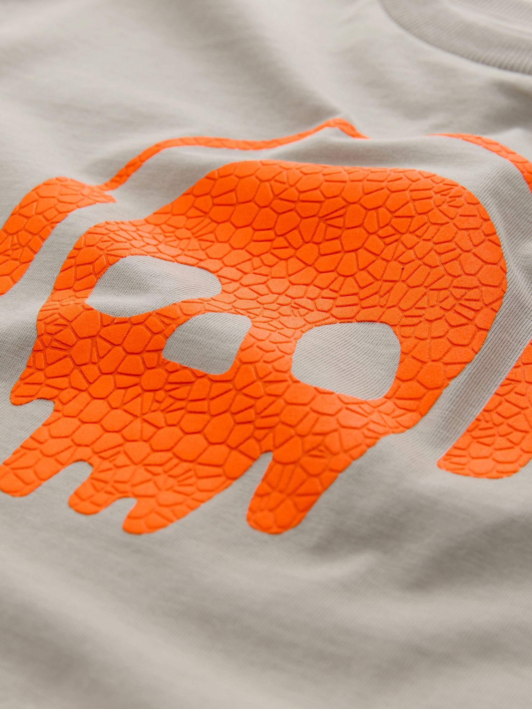 Buy Stone/Orange Skull Short Sleeve Graphic T-Shirt (3-16yrs) from