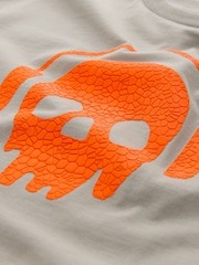 Stone/Orange Skull Relaxed Fit Short Sleeve Graphic Print T-Shirt (3-16yrs) - Image 6 of 7