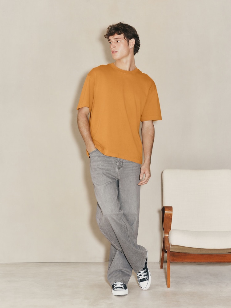 Orange Boxy Fit EDIT Heavyweight T-Shirt - Image 2 of 7 Orange Boxy Fit EDIT Heavyweight T-Shirt - Image 2 of 7