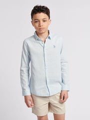 U.S. Polo Assn. Blue Boys Linen Blend Shirt - Image 1 of 8
