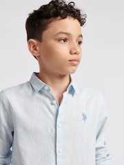 U.S. Polo Assn. Blue Boys Linen Blend Shirt - Image 5 of 8