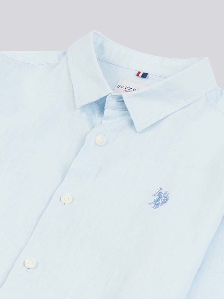 U.S. Polo Assn. Blue Boys Linen Blend Shirt - Image 8 of 8
