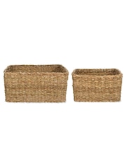 Garden Trading Set of 2 Natural Brading Rectangle Baskets - Image 3 of 3