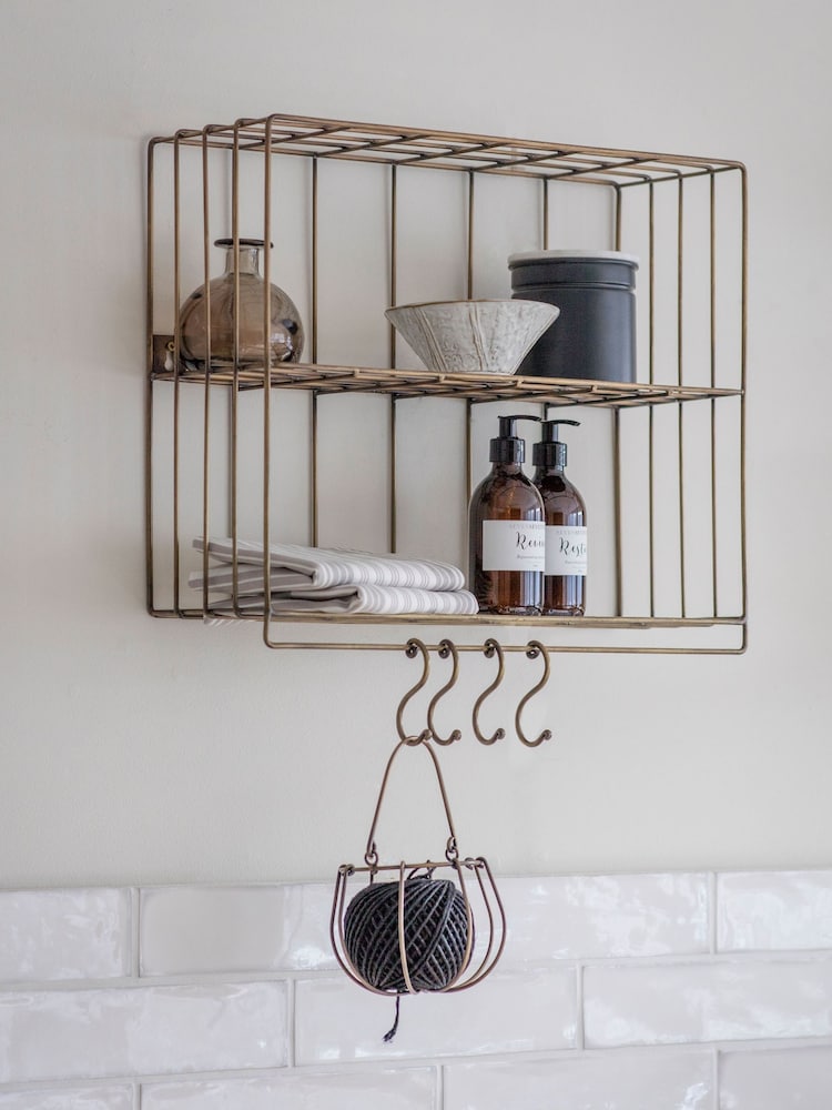 Garden Trading Antique Brass Bompton Wall Rack - Image 1 of 4