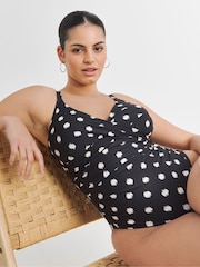 Simply Be Black Spot Print Magisculpt Sculpt Me Swimsuit - Image 4 of 4