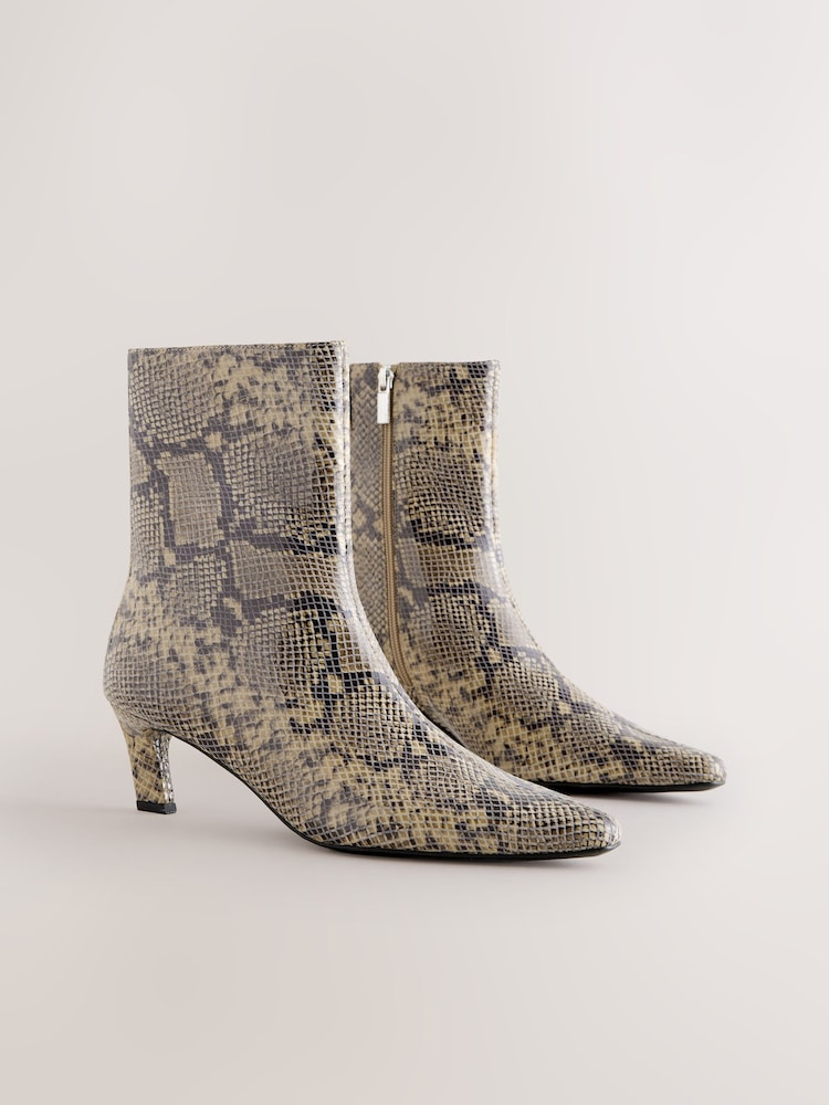 Snake Forever Comfort® Chisel Toe Heeled Ankle Boots - Image 2 of 5