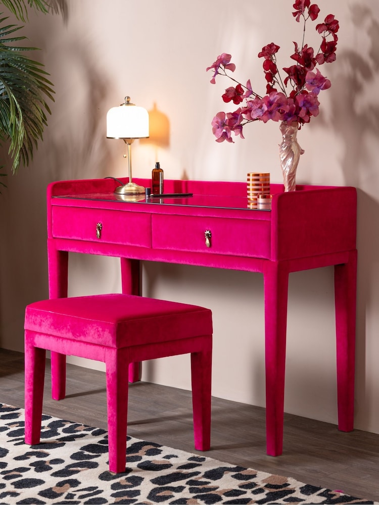 Luxe Needlecord Velvet Harrys Pink Starlet Console Dressing Table and Stool - Image 1 of 10