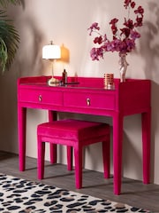 Luxe Needlecord Velvet Harrys Pink Starlet Console Dressing Table and Stool - Image 5 of 10