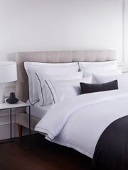 Jasper Conran London White Charcoal 800 Thread Count 100% Cotton Piped Oxford Pillowcase - Image 1 of 4