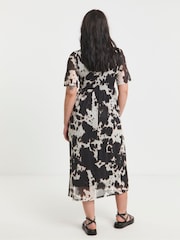 Simply Be Black/white Cow Print Mesh Midi Dress - Image 2 of 4