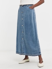 JD Williams Blue Button Front Denim Skirt - Image 1 of 4