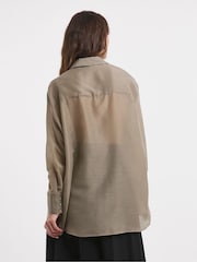 JD Williams Brown Voile Utility Detail Shirt - Image 2 of 4