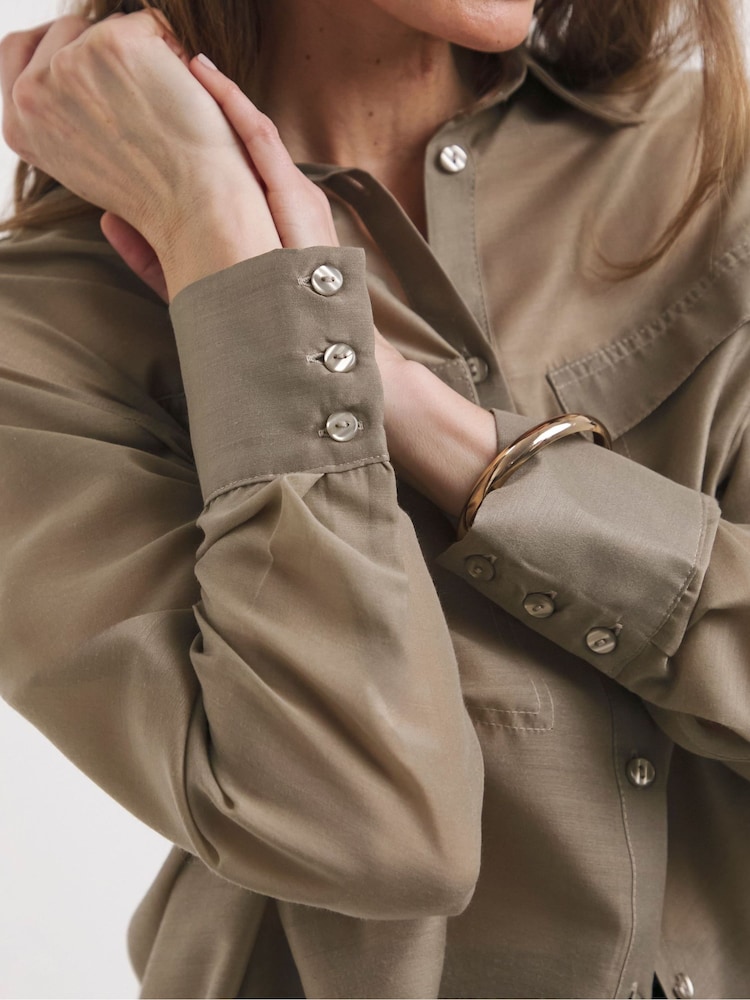 JD Williams Brown Voile Utility Detail Shirt - Image 4 of 4