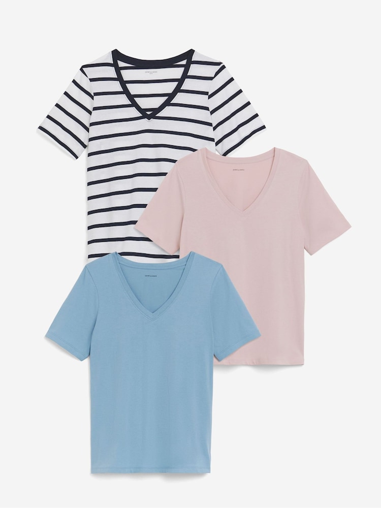 JD Williams Pink 100% Cotton V-Neck T-Shirts 3 Pack - Image 1 of 5 JD Williams Pink 100% Cotton V-Neck T-Shirts 3 Pack - Image 1 of 5