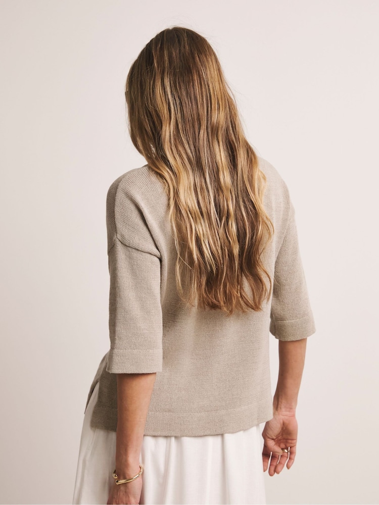 Anthology By JD Williams Natural Loose Stitch Boxy Short Sleeve Jumper - Image 2 of 5