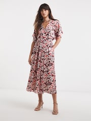 JD Williams Pink Satin Yoryu Kimono Dress - Image 1 of 4