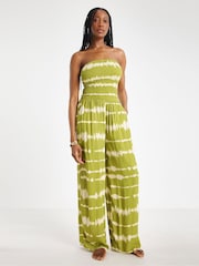 JD Williams Green Shirred Bandeau Beach Jumpsuit - Image 2 of 5