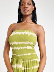 JD Williams Green Shirred Bandeau Beach Jumpsuit - Image 4 of 5