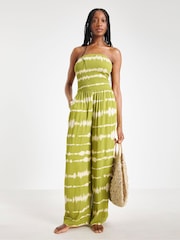 JD Williams Green Shirred Bandeau Beach Jumpsuit - Image 5 of 5