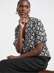 JD Williams Black Crochet Trim Pop Over Top - Image 1 of 4